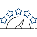 별 5개와 화살표로 별을 가리키는 아이콘